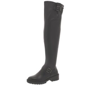 Vince Camuto Size 9.5 WC WIDE CALF Black Over the Knee Moto Lug Boots NEW Abrila